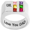 Sterling Silver Engraved Double Row Birthstones Signet Ring sold by Limoges Jewelry