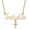 14K Gold over Sterling Name with Cross Charm Necklace sold by Limoges Jewelry