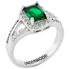 Ladies' Sterling Silver Emerald Cut Birthstone with CZ Freestyle Class Ring sold by Limoges Jewelry