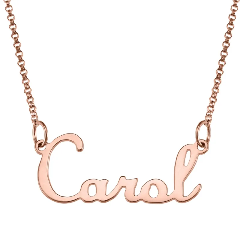 14K Rose Gold Plated Script Name Necklace sold by Limoges Jewelry
