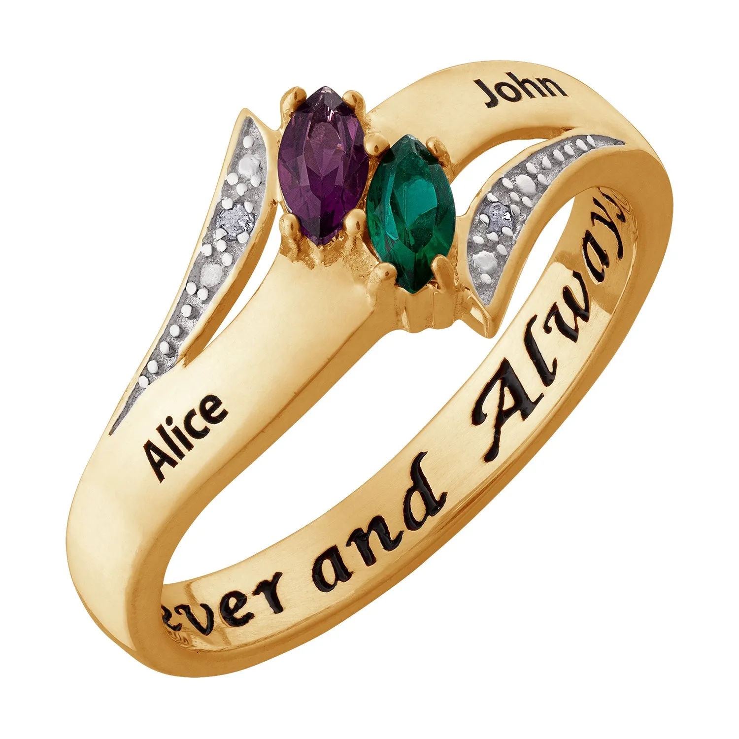 10K Yellow Gold Couples Engravable Birthstone and Name Ring sold by Limoges Jewelry product image thumbnail 2