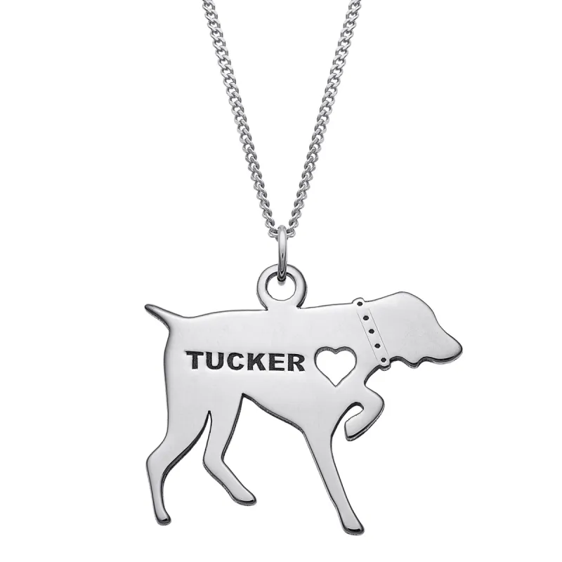Sterling Silver Engravable Pointer Dog Necklace sold by Limoges Jewelry