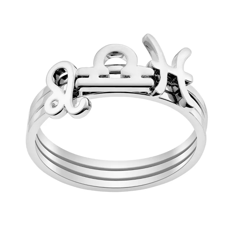 Sterling Silver Cutout Zodiac Stack Ring Set of 3 sold by Limoges Jewelry