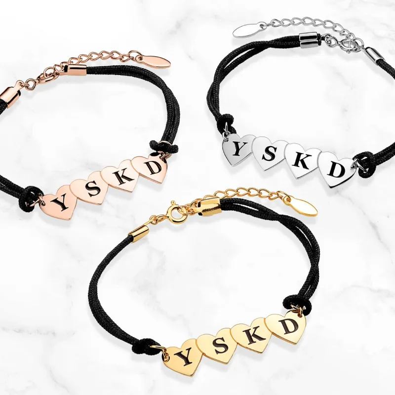 Engraved Initials Heart Bracelet - 4 Initials sold by Limoges Jewelry