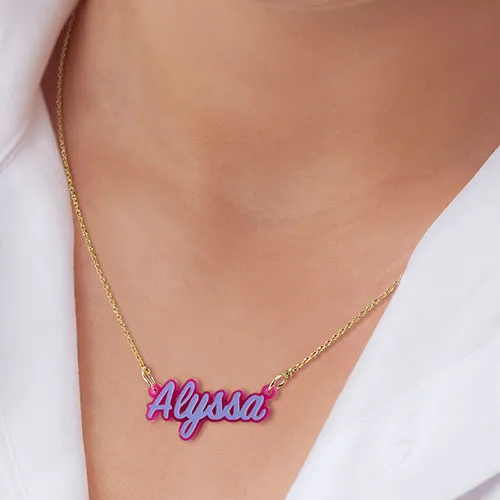 Acrylic Script Name with Enamel Necklace sold by Limoges Jewelry product image thumbnail 4