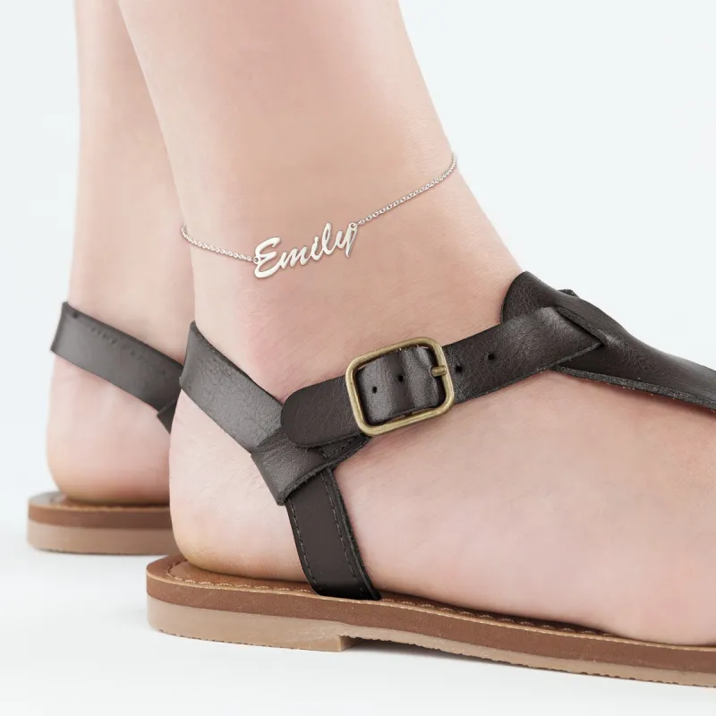 Silver Personalized Hollywood Script Name Anklet sold by Limoges Jewelry