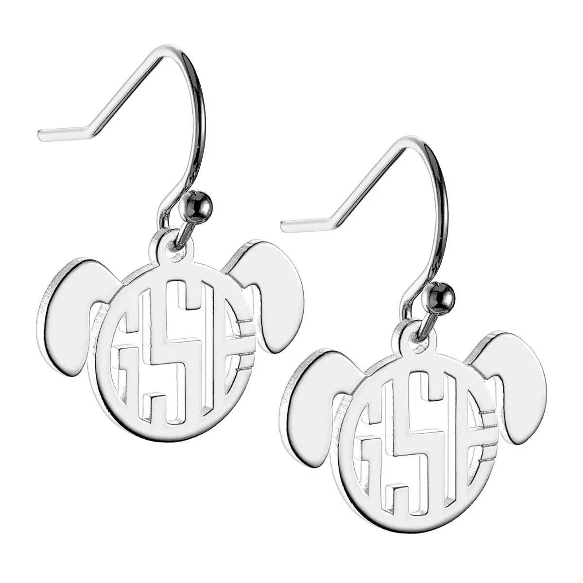 Silver Plated Dog Monogram Dangle Earring sold by Limoges Jewelry product image thumbnail 2