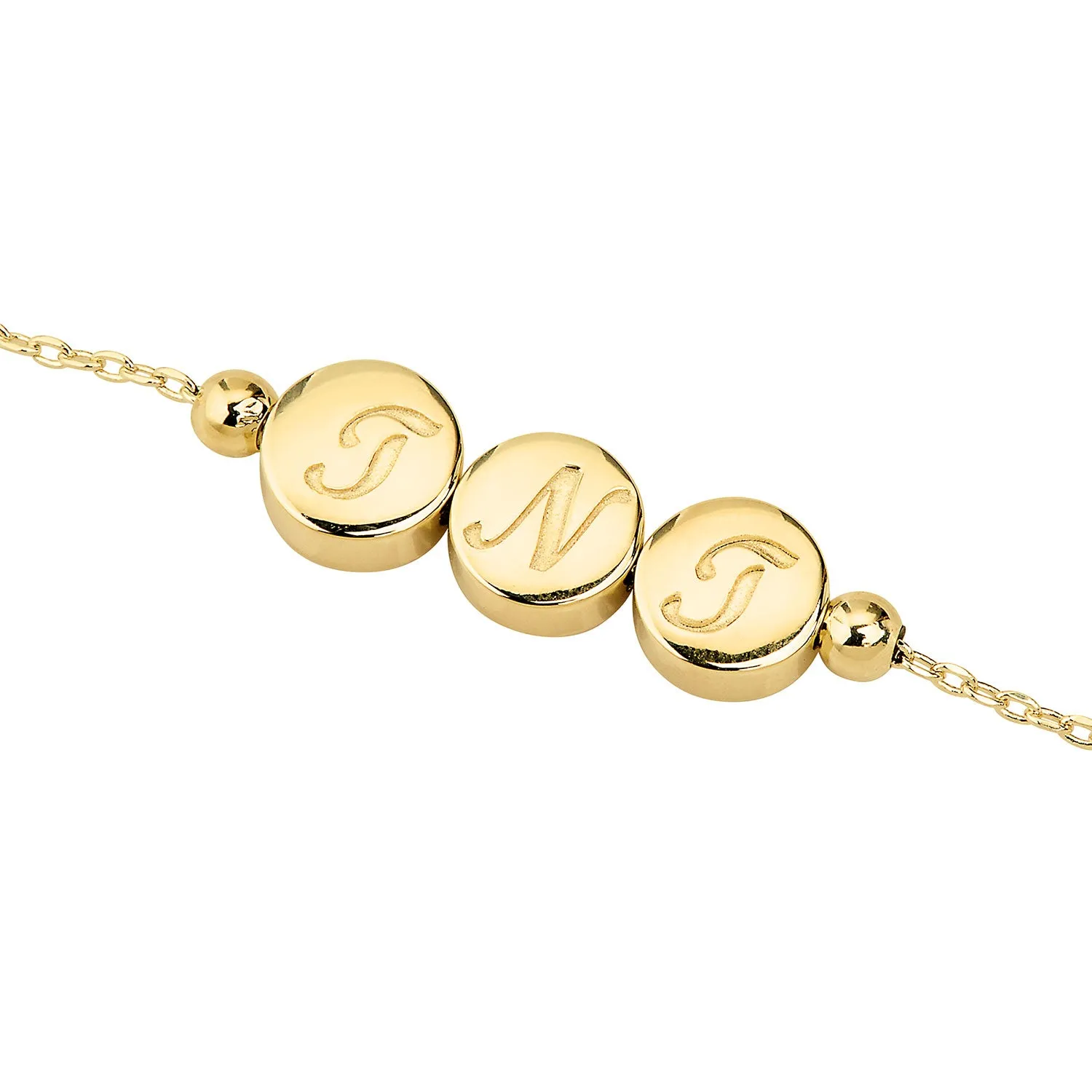 Engraved Script Intials Slider Charms Station Bracelet sold by Limoges Jewelry product image thumbnail 4