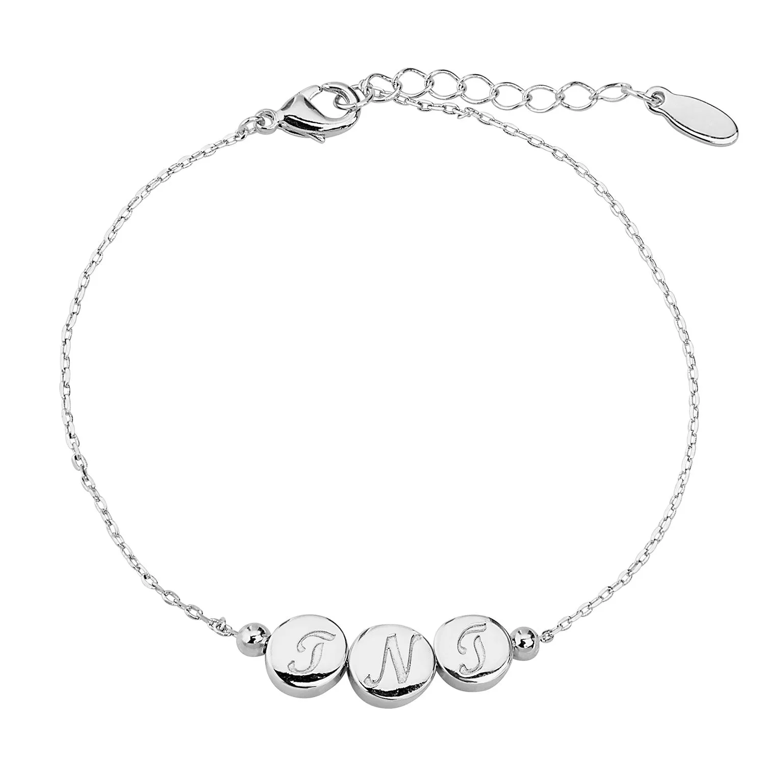 Engraved Script Intials Slider Charms Station Bracelet sold by Limoges Jewelry