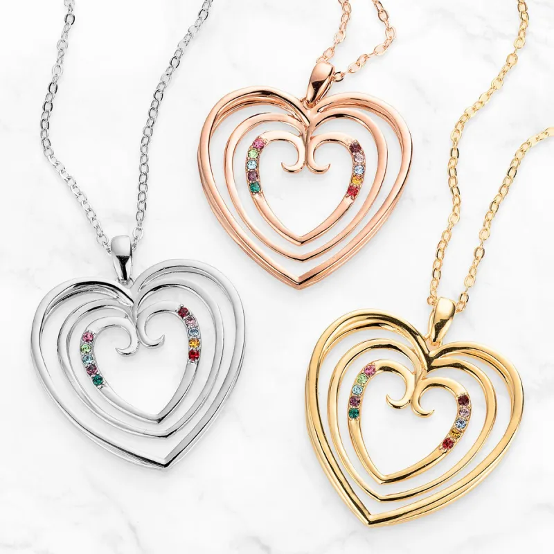 3-D Triple Heart Birthstone Necklace sold by Limoges Jewelry