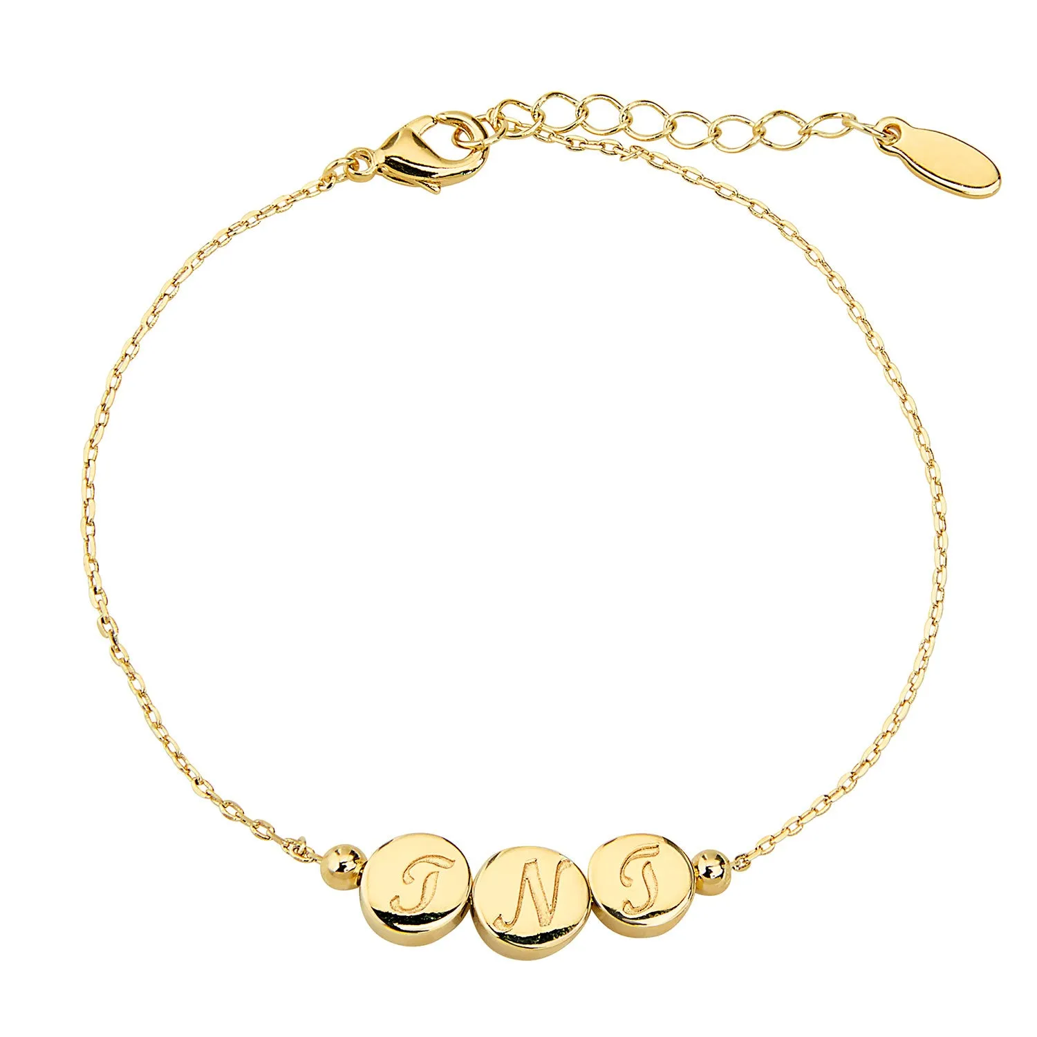 Engraved Script Intials Slider Charms Station Bracelet sold by Limoges Jewelry product image thumbnail 3