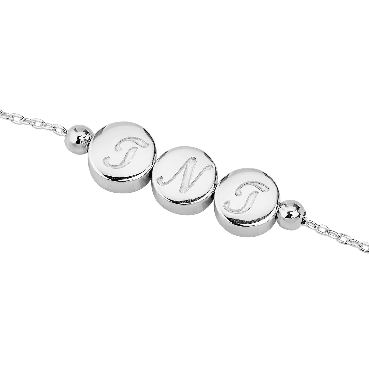 Engraved Script Intials Slider Charms Station Bracelet sold by Limoges Jewelry product image thumbnail 2