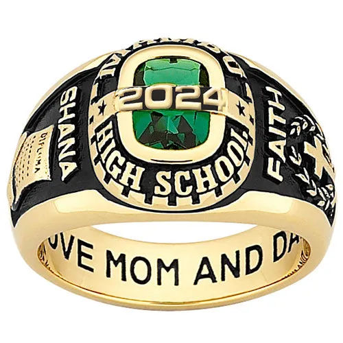 Ladies 18K Gold over Sterling Personalized-Bridge Traditional Class Ring sold by Limoges Jewelry