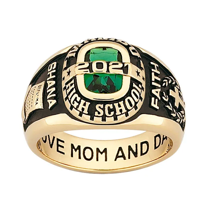 Ladies 18K Gold over Sterling Personalized-Bridge Traditional Class Ring sold by Limoges Jewelry product image thumbnail 3