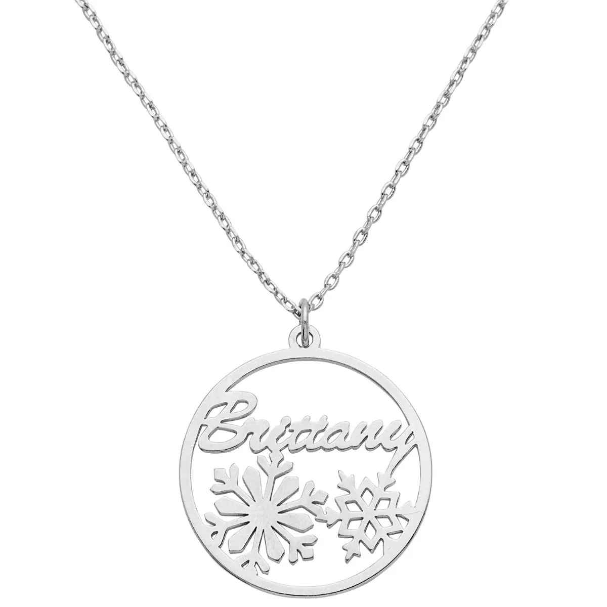 Snowflakes Script Name Disc Necklace sold by Limoges Jewelry product image thumbnail 2