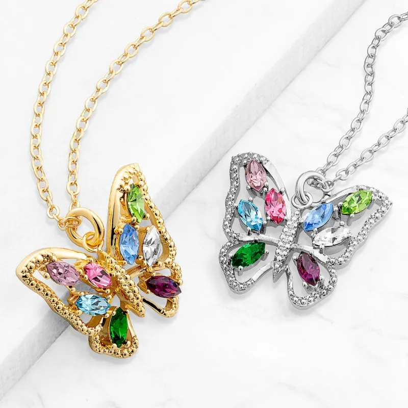 Birthstone Butterfly with Vintage Detail Necklace sold by Limoges Jewelry