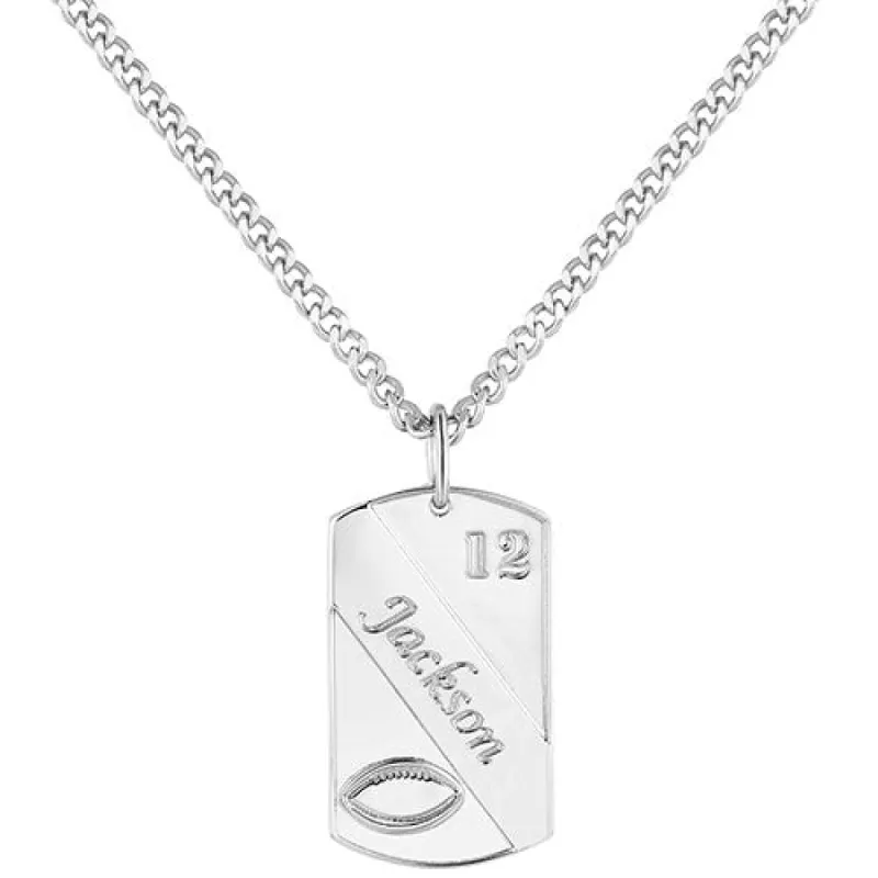 Engraved Banner Football Dog Tag 20 Necklace sold by Limoges Jewelry