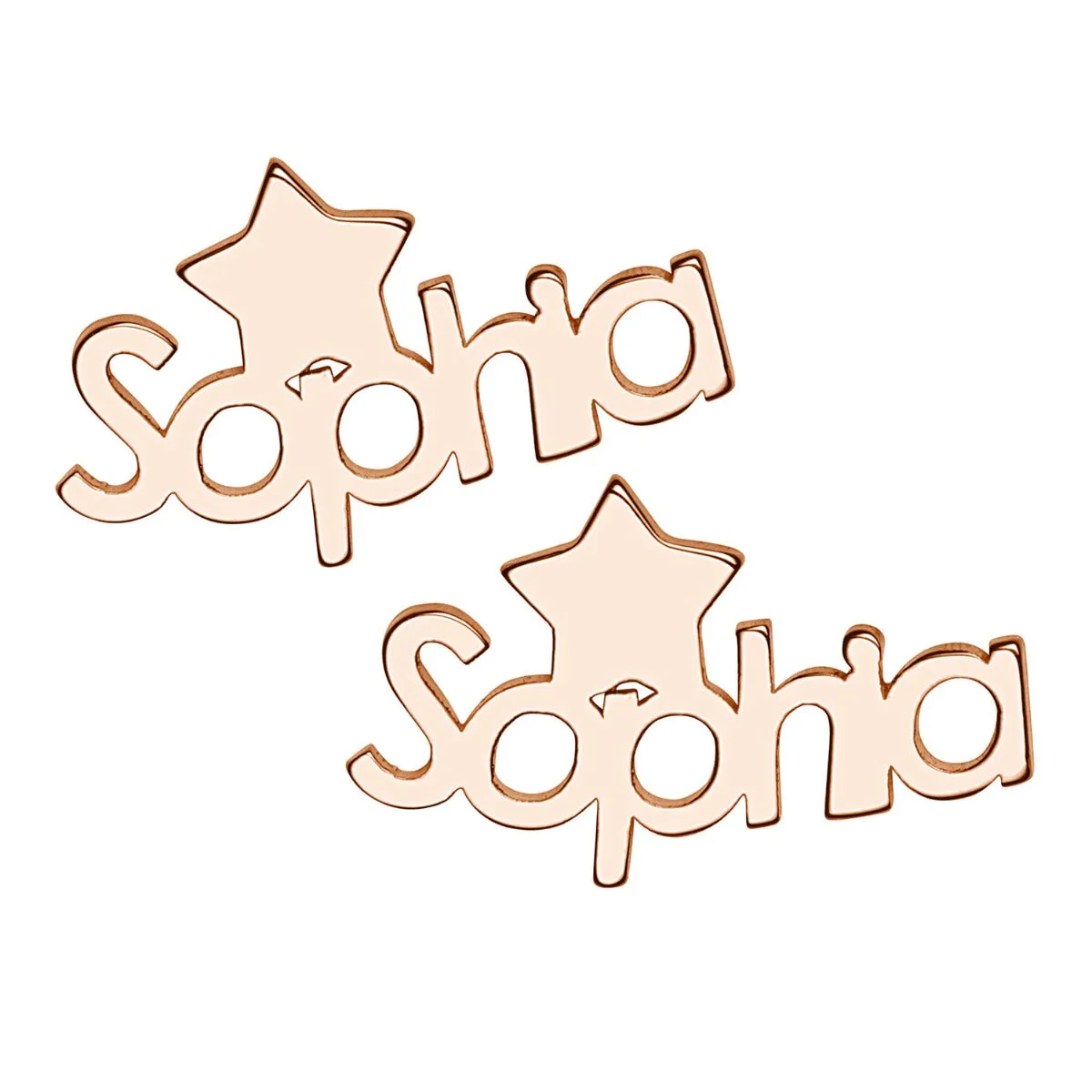 14K Rose Gold Plated Name with Star Crawler Earrings sold by Limoges Jewelry