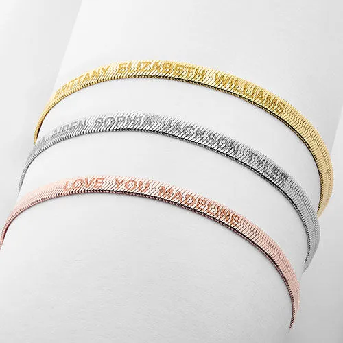 Engraved Herringbone Bracelet 7+1" sold by Limoges Jewelry