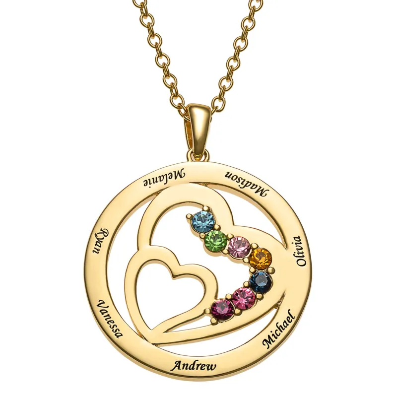 Family Names and Birthstones Heart Pendant sold by Limoges Jewelry