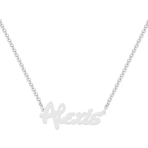 Sterling Silver Bold Script Name with Free Hoop Earrings sold by Limoges Jewelry product image thumbnail 4