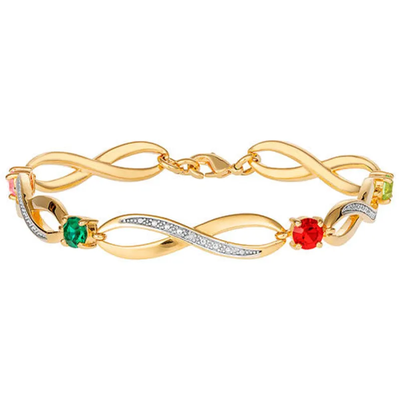 14K Gold Plated Family Birthstone Bracelet with Diamond Accents sold by Limoges Jewelry