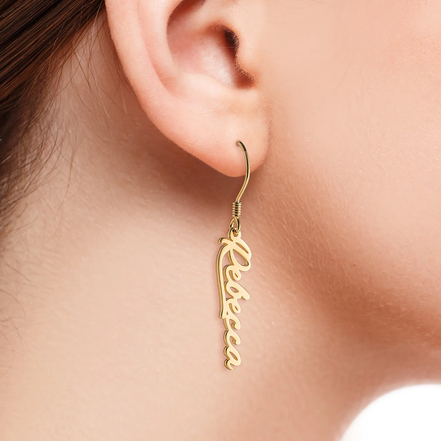 14K Gold over Sterling Script Name Dangle Earrings sold by Limoges Jewelry product image thumbnail 2