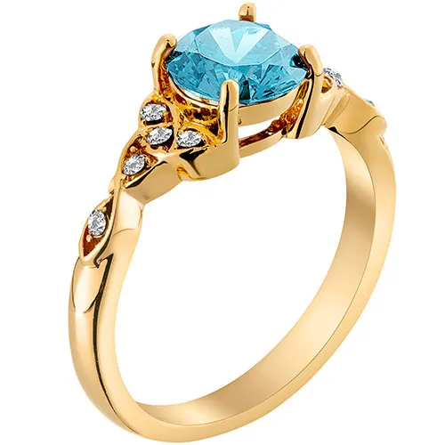 14K Gold Plated Simulated Blue Topaz and Clear Crystal Trinity Knot Ring sold by Limoges Jewelry product image thumbnail 2