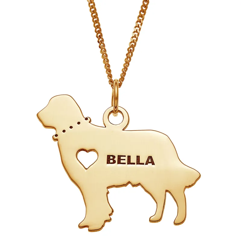 14K Gold over Sterling Engravable Golden Retriever Dog Necklace sold by Limoges Jewelry