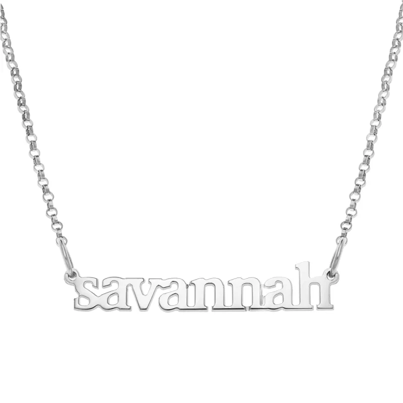 ELIZABETH EDMONDS Sterling Silver Kid's Print Name Necklace sold by Limoges Jewelry