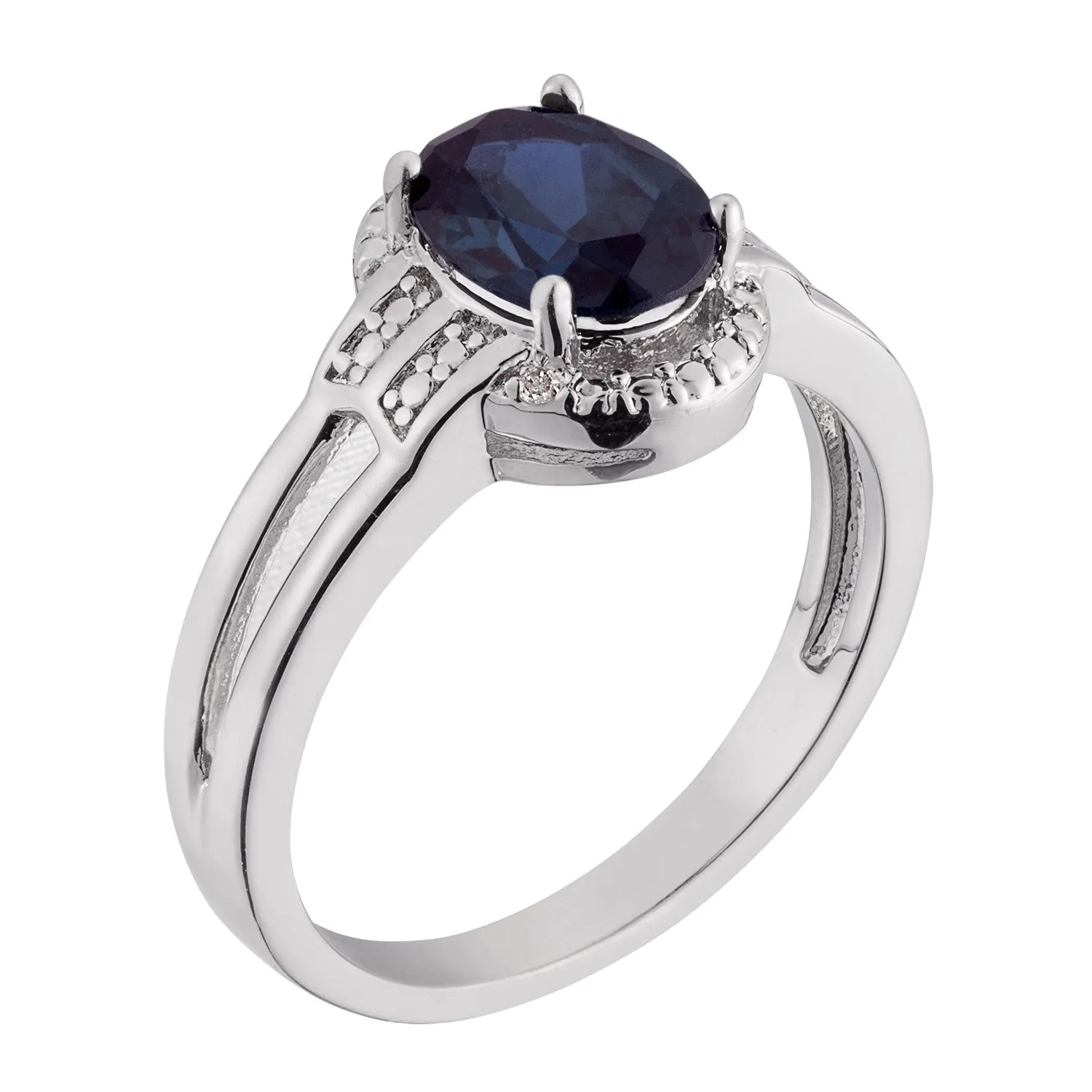 Genuine Sapphire and Diamond Accent Ring with Earrings sold by Limoges Jewelry product image thumbnail 2