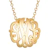 14K Gold over Sterling Single Sided 18x18mm Round Traditional Monogram Unframed Pendant sold by Limoges Jewelry