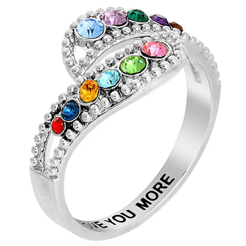 Personalized Curved Bypass Family Birthstone Ring sold by Limoges Jewelry product image thumbnail 2