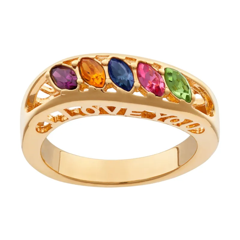 I Love You Marquise Family Birthstone Ring sold by Limoges Jewelry