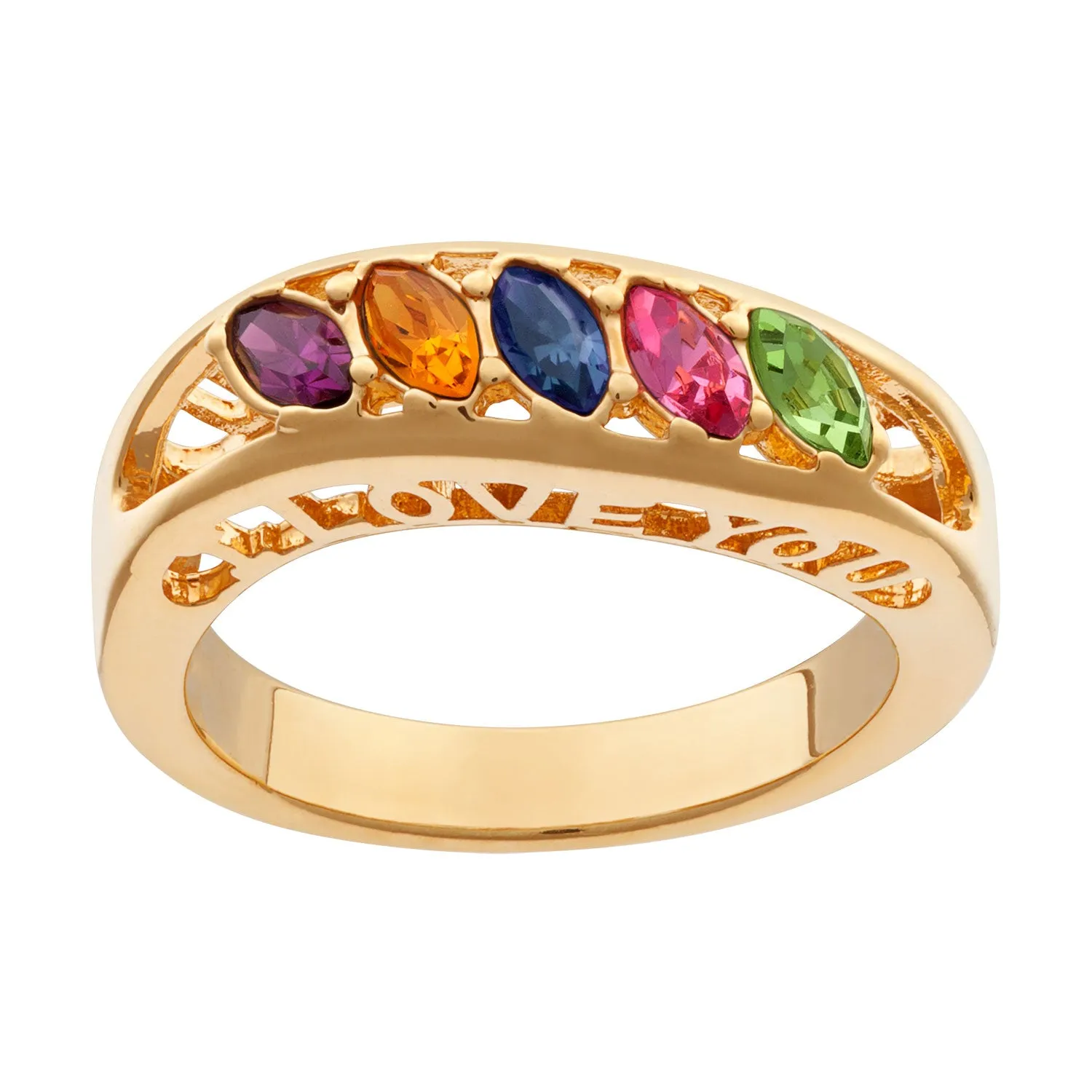 I Love You Marquise Family Birthstone Ring sold by Limoges Jewelry