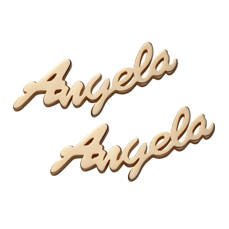 10K Yellow Gold Name Earrings sold by Limoges Jewelry
