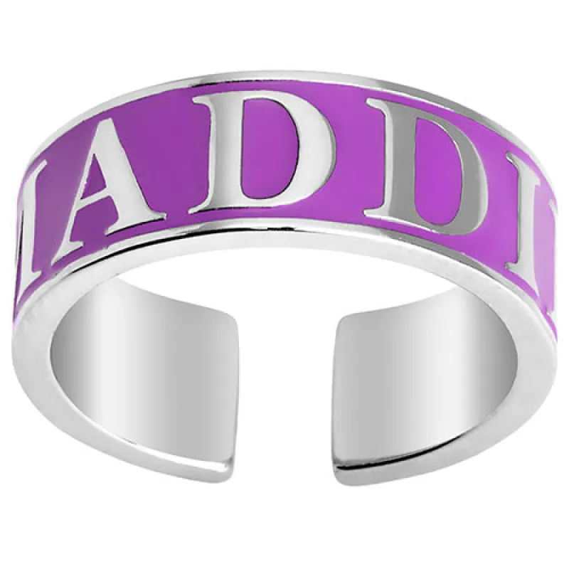 Silver Plated Enamel Name Wide Band Ring sold by Limoges Jewelry