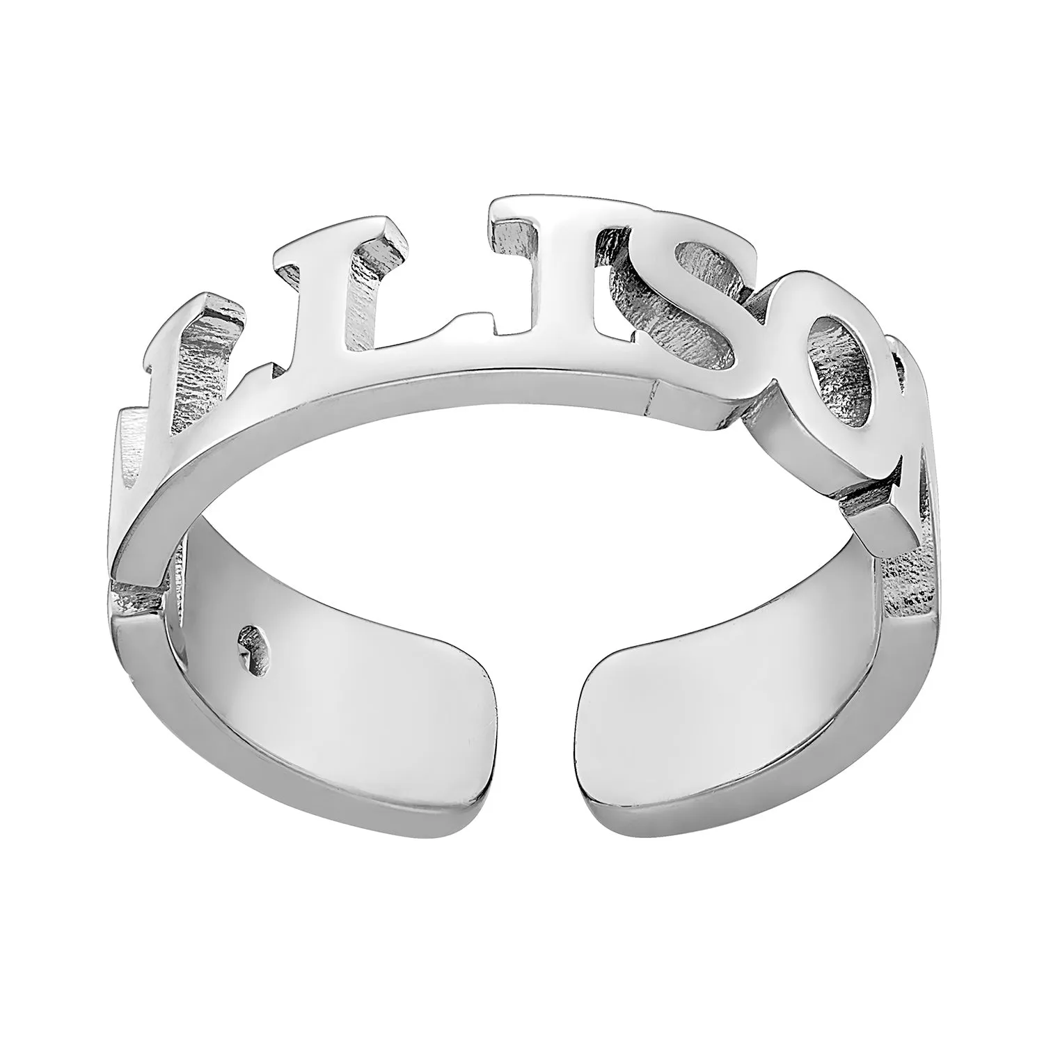 Sterling Silver Name with Side Birthstone Ring sold by Limoges Jewelry