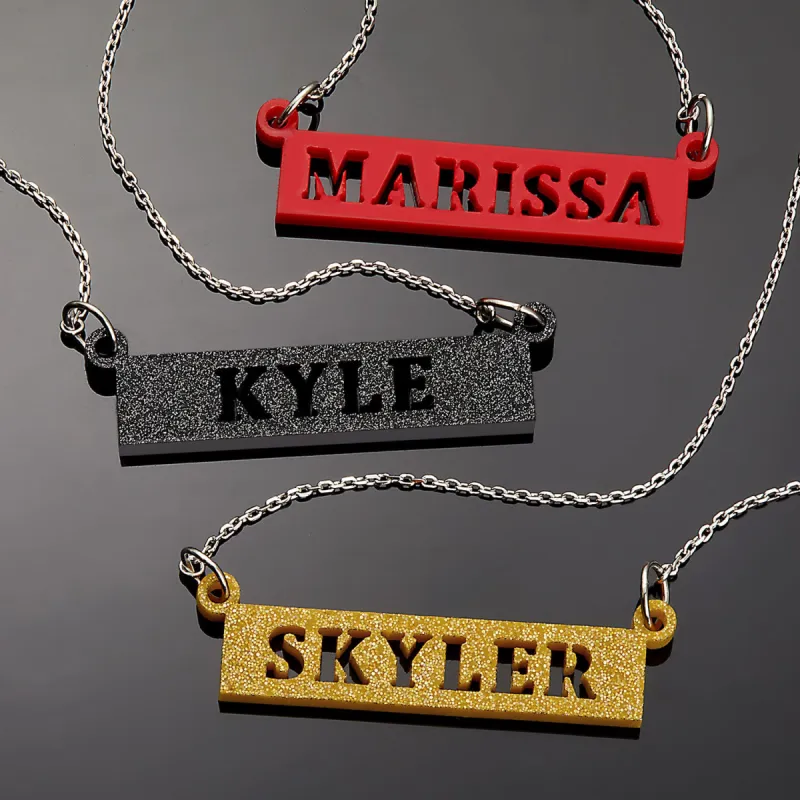 Personalzied Acrylic Bar Name Necklace sold by Limoges Jewelry