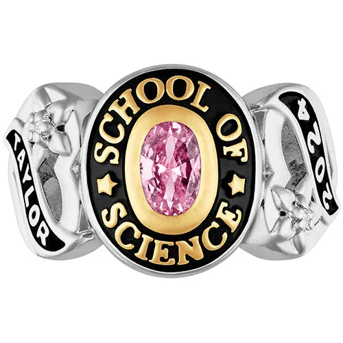 Ladies' Silver Celebrium and Gold Sweetheart Birthstone Class Ring sold by Limoges Jewelry product image thumbnail 3