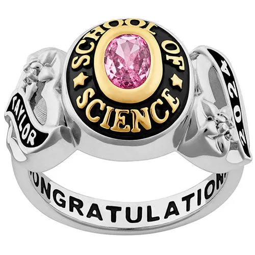 Ladies' Silver Celebrium and Gold Sweetheart Birthstone Class Ring sold by Limoges Jewelry product image thumbnail 2