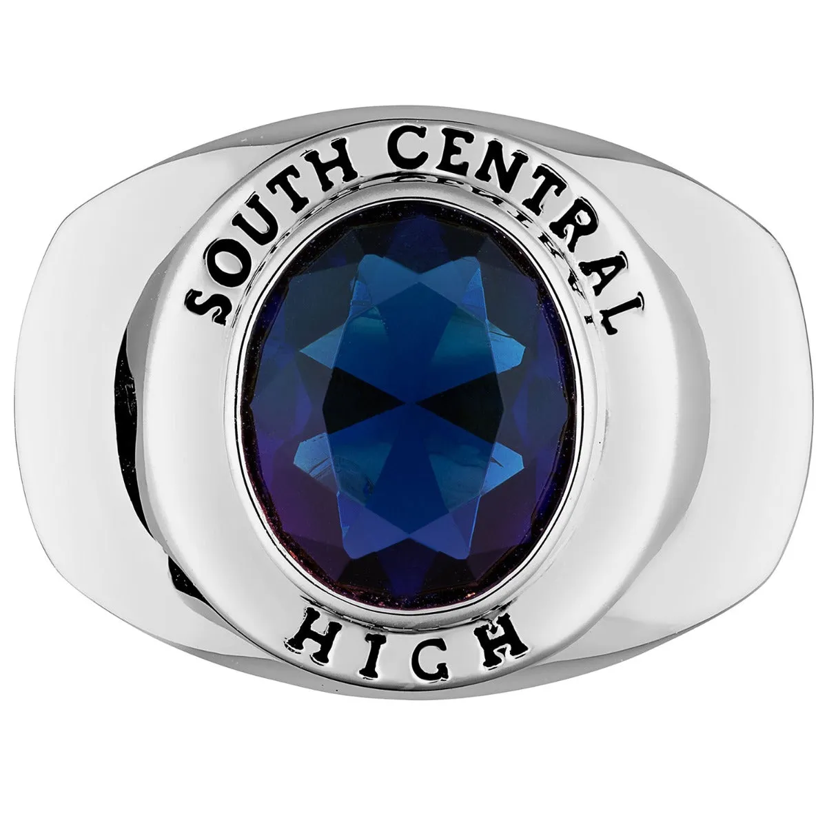 Men's Platinum Plated Minimal Oval Birthstone Signet Freestyle Class Ring sold by Limoges Jewelry product image thumbnail 2