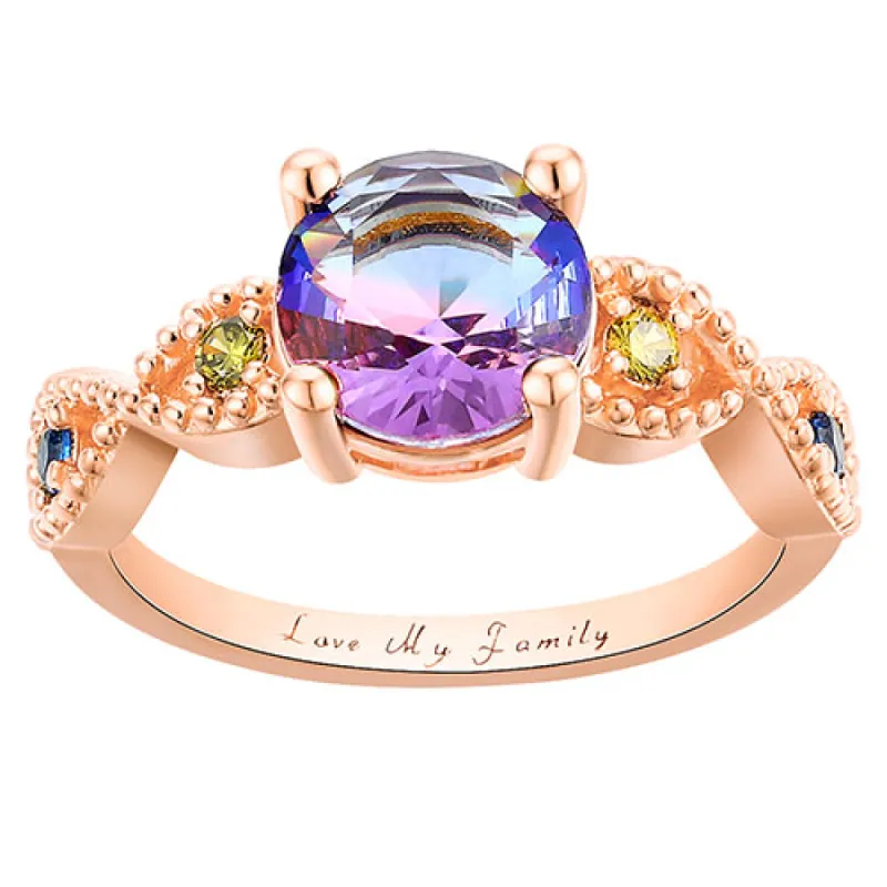 14K Rose Gold Plated Iridescent Stone Infinity Birthstone Ring sold by Limoges Jewelry