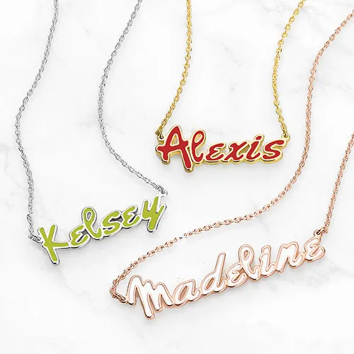 Personalized Enamel Bold Name Necklace sold by Limoges Jewelry