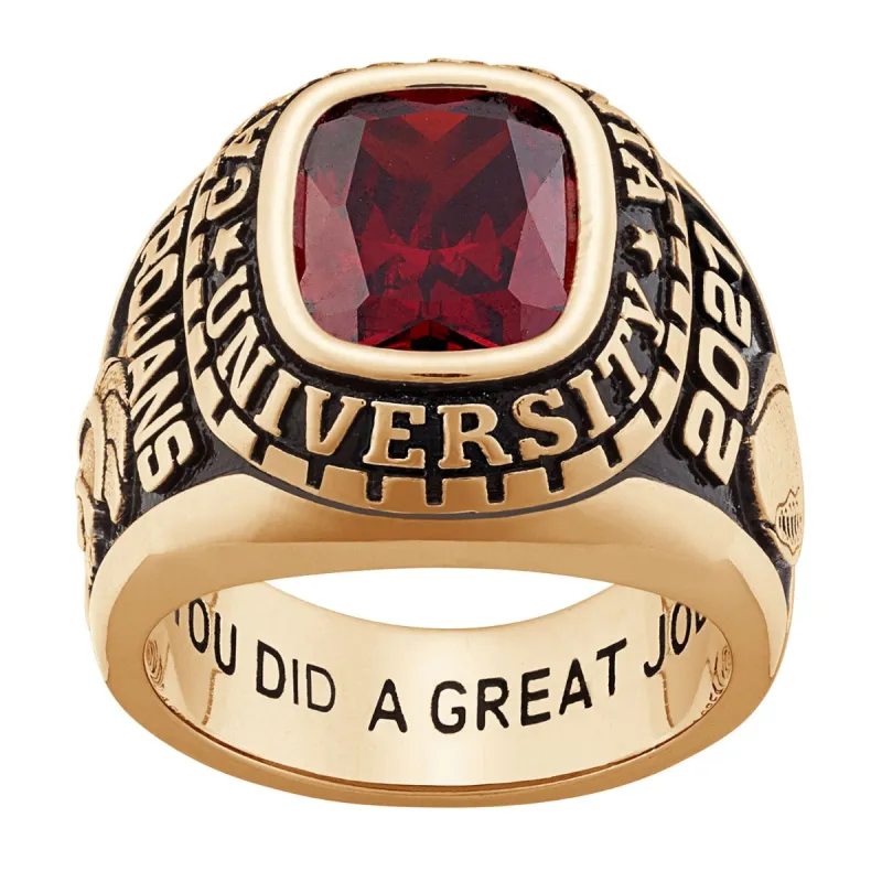 Men's 18K Gold over Sterling Large Traditional Stone Class Ring sold by Limoges Jewelry