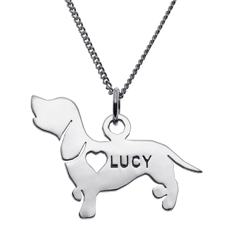 Sterling Silver Dachshund Silhouette Necklace sold by Limoges Jewelry