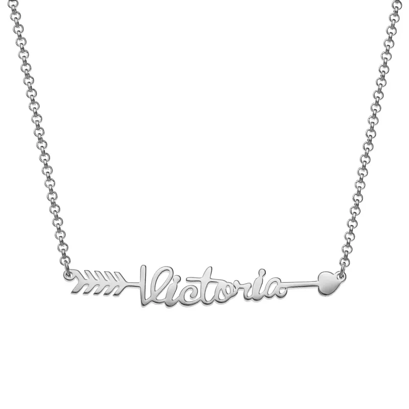 Sterling Silver Script Name Arrow Necklace sold by Limoges Jewelry