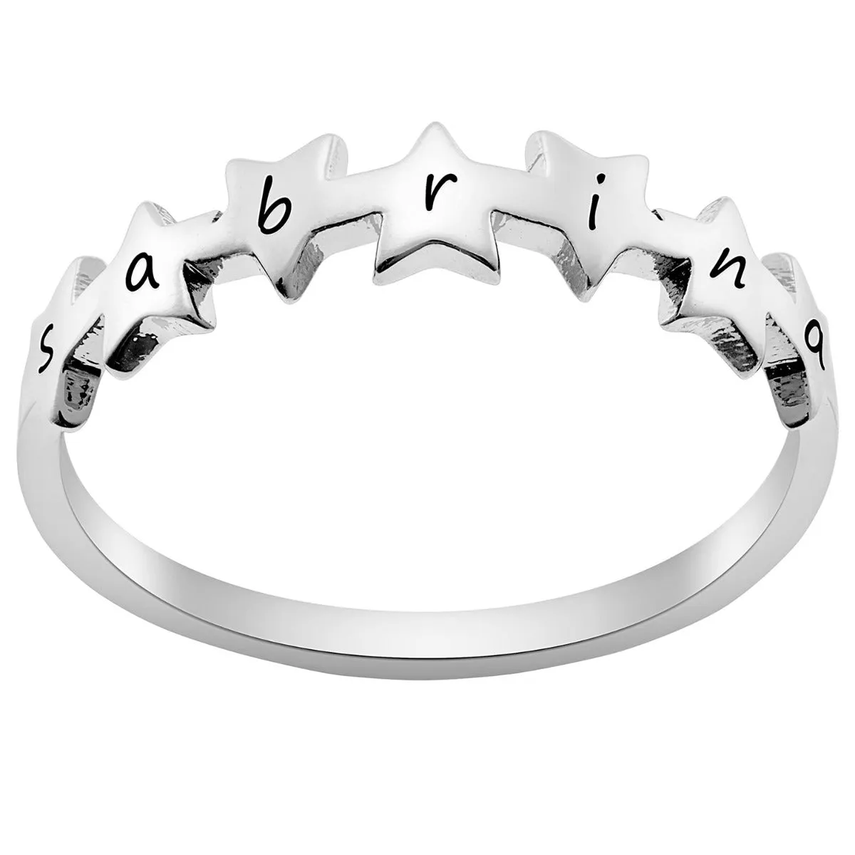 Sequence of Stars Silver Plated Name Ring sold by Limoges Jewelry