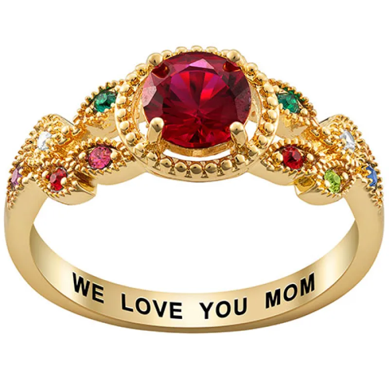 14K Gold over Sterling Mother's Family Birthstone Ring sold by Limoges Jewelry