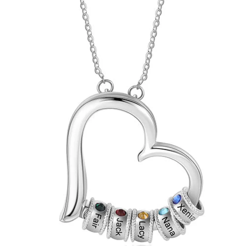 Silver Plated Open Heart with Engraved Birthstone Charm Necklace sold by Limoges Jewelry